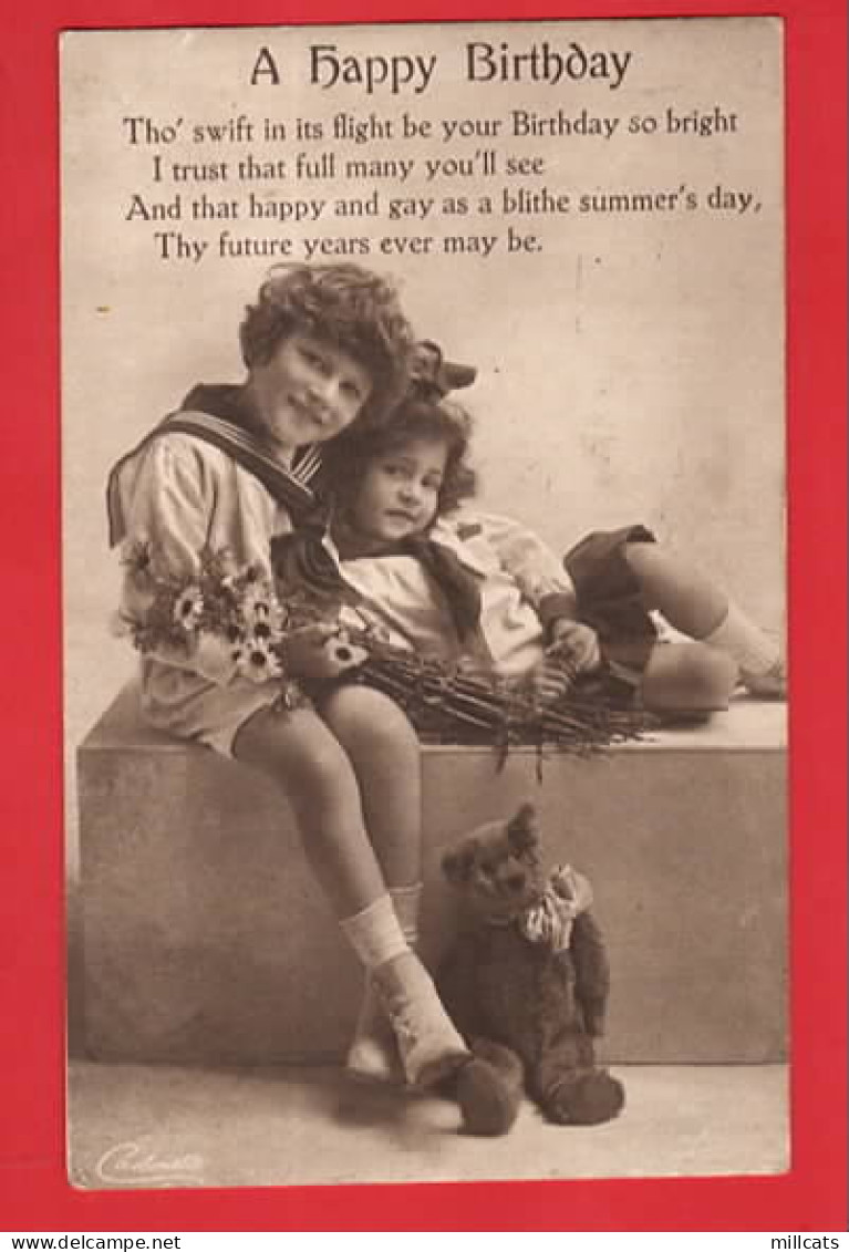 TEDDY BEAR WITH BOW   OURS EN PELUCHE   CHILDREN RAPHAEL TUCK CARBONETTE SERIES Pu  1918 - Giochi, Giocattoli