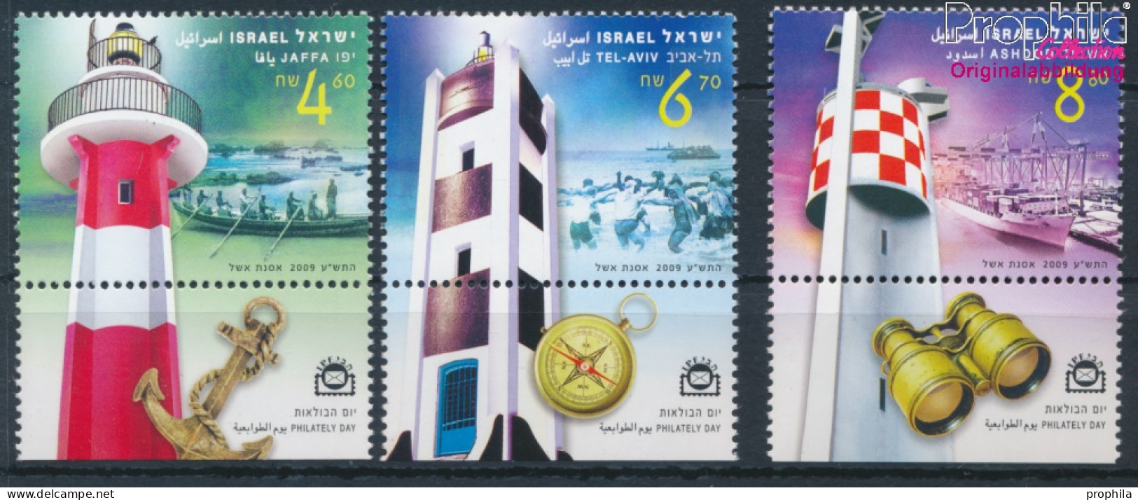 Israel 2093-2095 Mit Tab (kompl.Ausg.) Postfrisch 2009 Leuchttürme (10348737 - Ongebruikt (met Tabs)