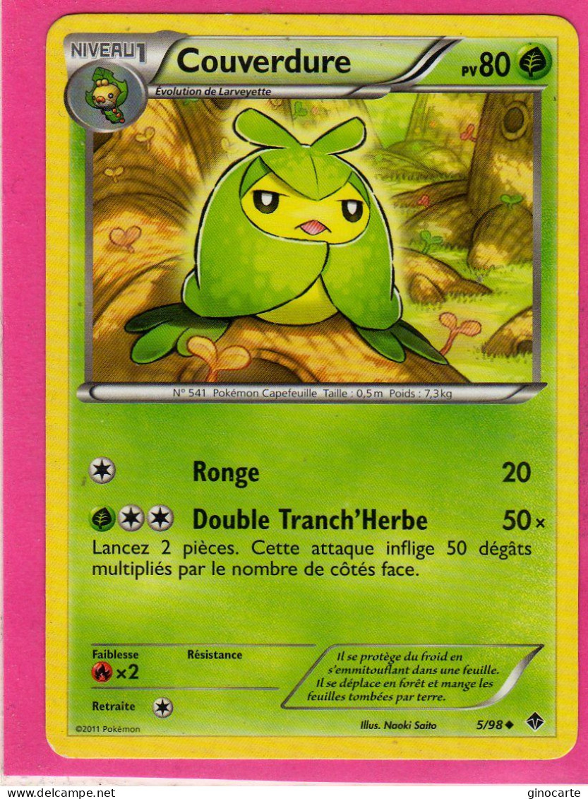 Carte Pokemon Francaise 2011 Noir Et Blanc Pouvoir Emmergeant 5/98 Couverdure 80pv Occasion - Nero E Bianco