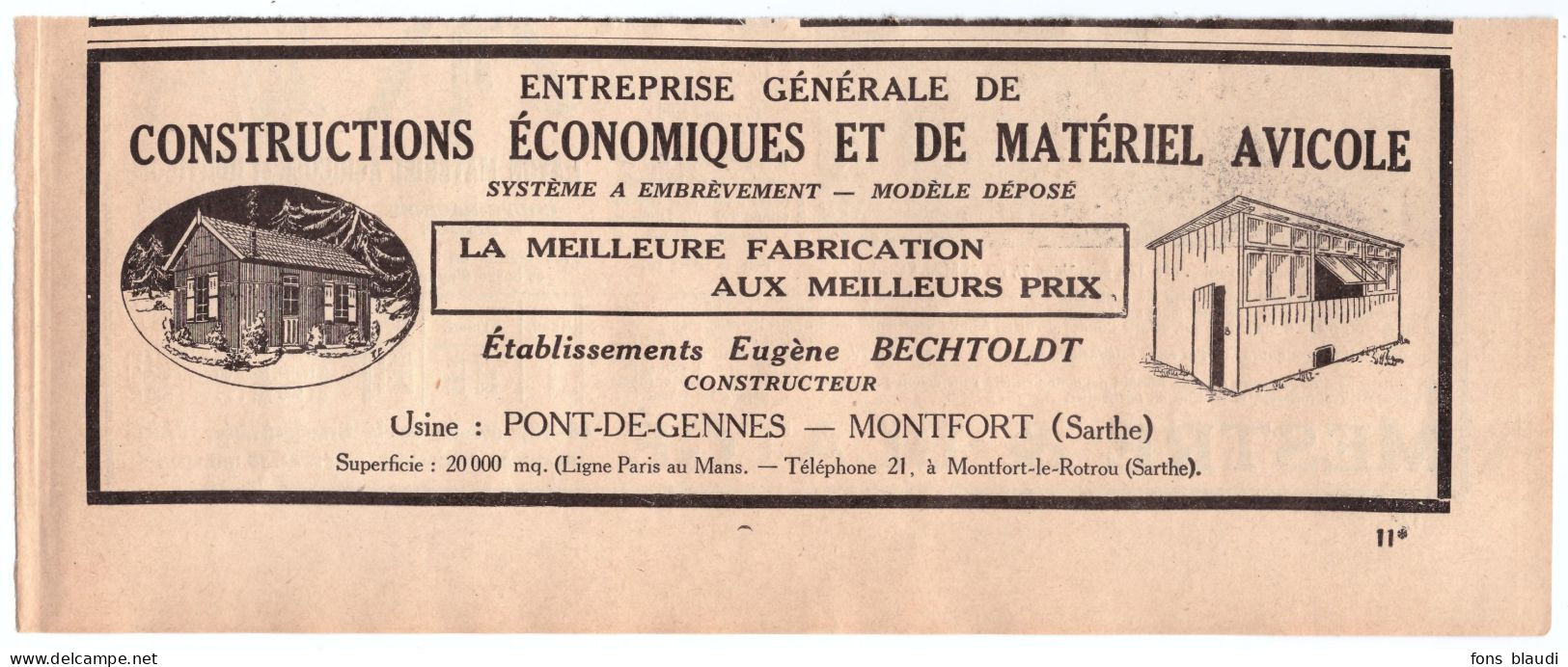 1932 - Publicité - Pont De Gennes - Monfort Le Rotrou (sarthe) - Matériel Agricole - Advertising