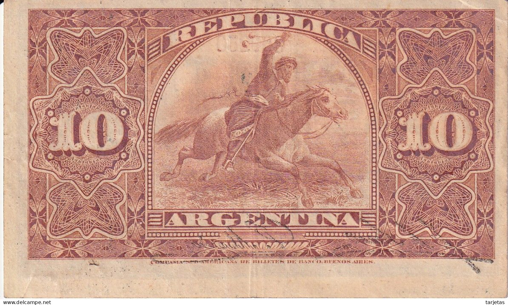 BILLETE DE ARGENTINA DE 10 CENTAVOS DEL AÑO 1891 EN CALIDAD EBC (XF) (BANKNOTE) - Argentinien