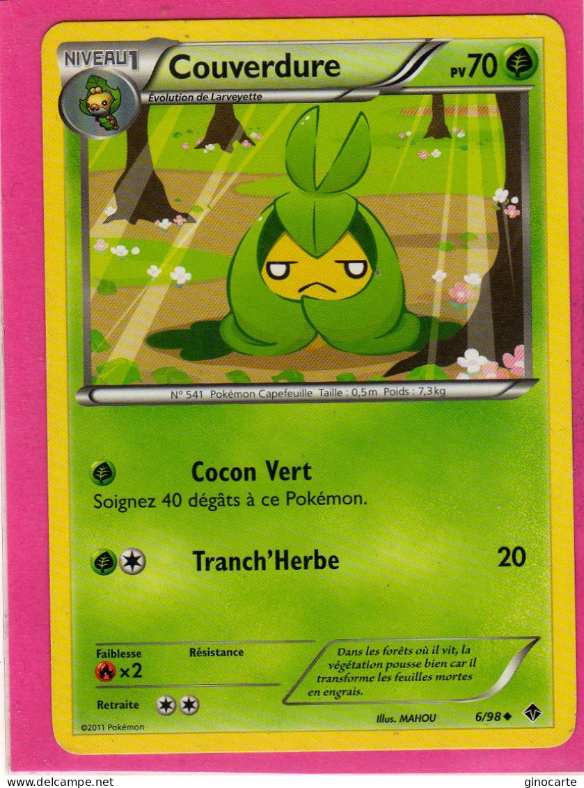 Carte Pokemon Francaise 2011 Noir Et Blanc Pouvoir Emmergeant 6/98 Couverdure 70pv Bonetat - Noir & Blanc