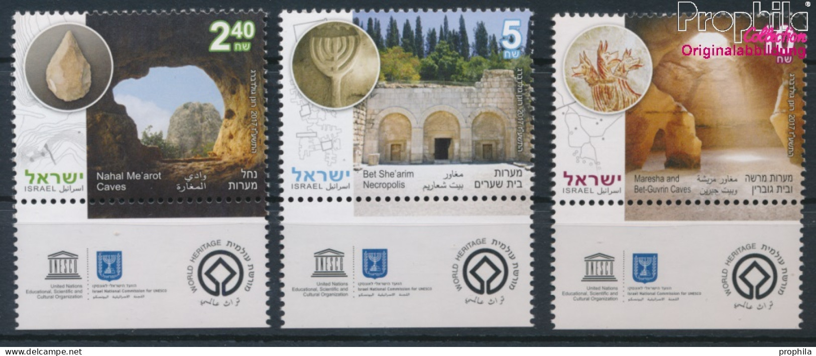 Israel 2553-2555 Mit Tab (kompl.Ausg.) Postfrisch 2017 UNESCO Welterbestätten (10348724 - Neufs (avec Tabs)