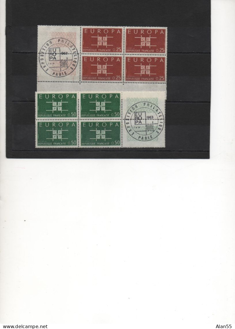 FRANCE.1963. "EUROPA". 2 BLOCS DE 4 AVEC CACHET PREMIER JOUR - 1963