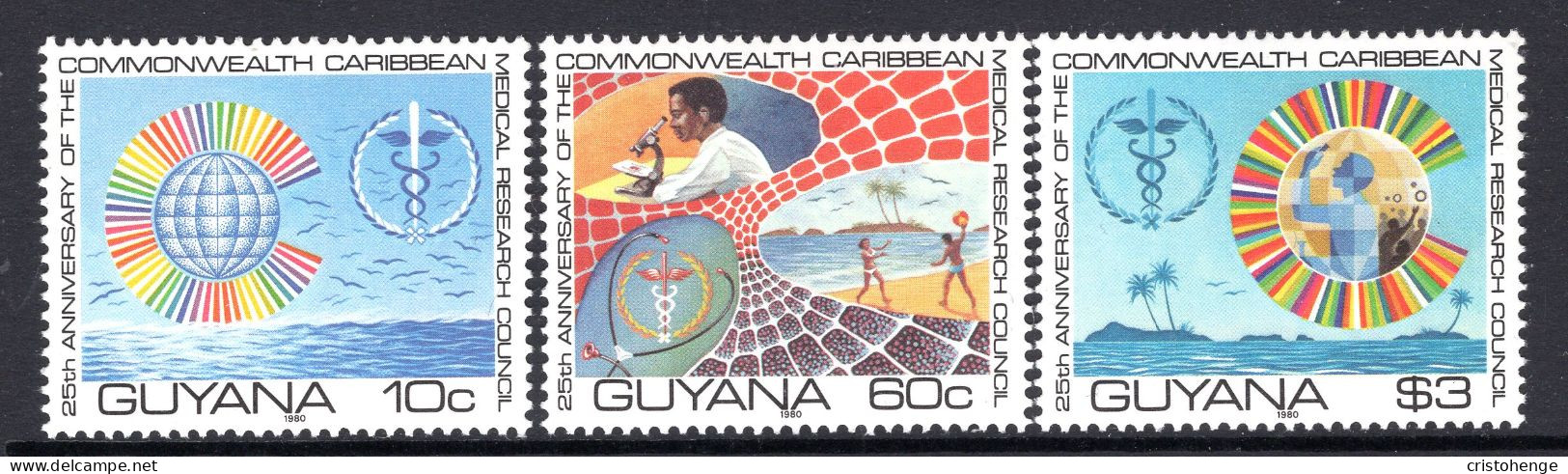 Guyana 1980 25th Anniversray Of Commonweath Caribbean Medical Research Council Set HM (SG 749-751) - Guyane (1966-...)