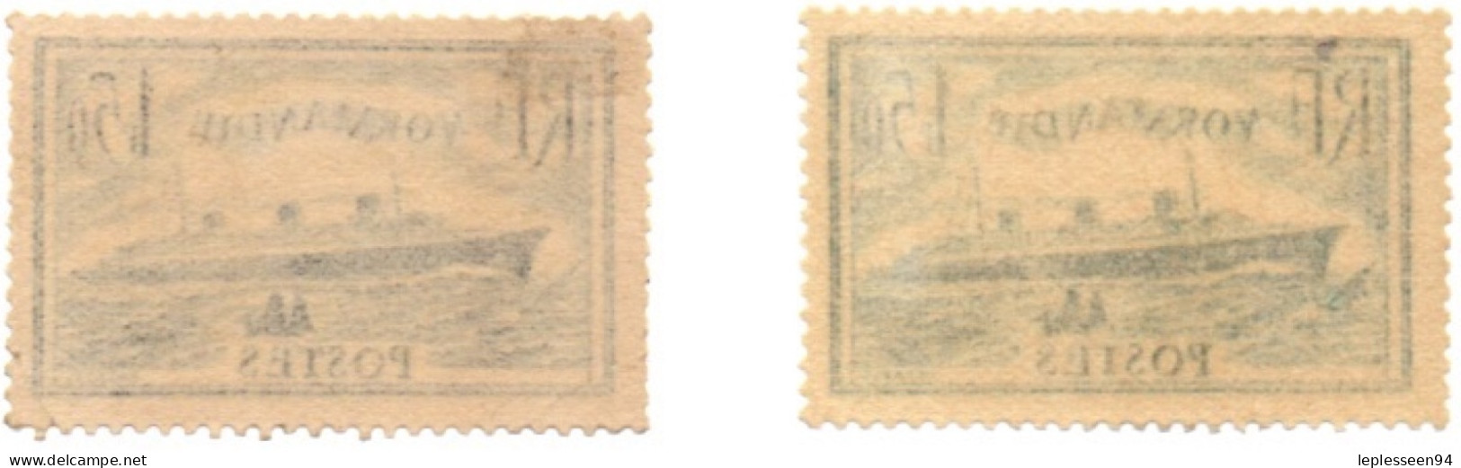 Paire "Paquebot Le Normandie" 1,5fr Bleu Foncé & 1,5fr Bleu Ciel - Unused Stamps