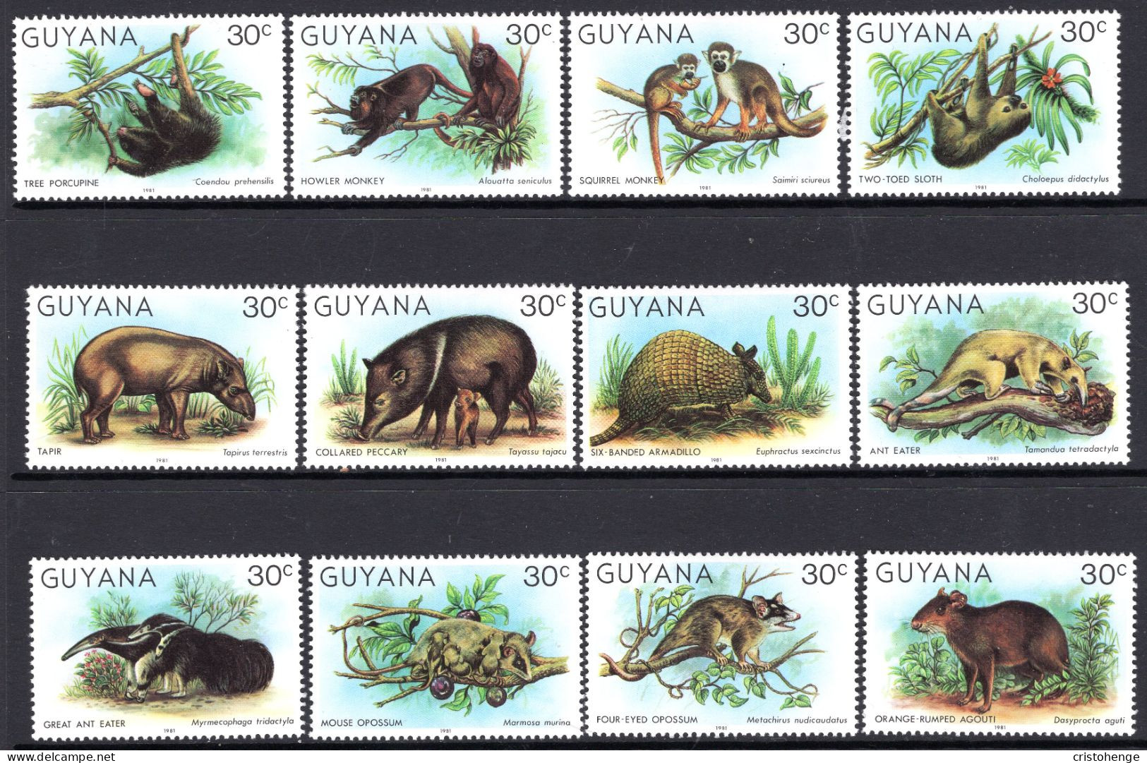 Guyana 1981 Wildlife Set HM (SG 756-767) - Guyana (1966-...)