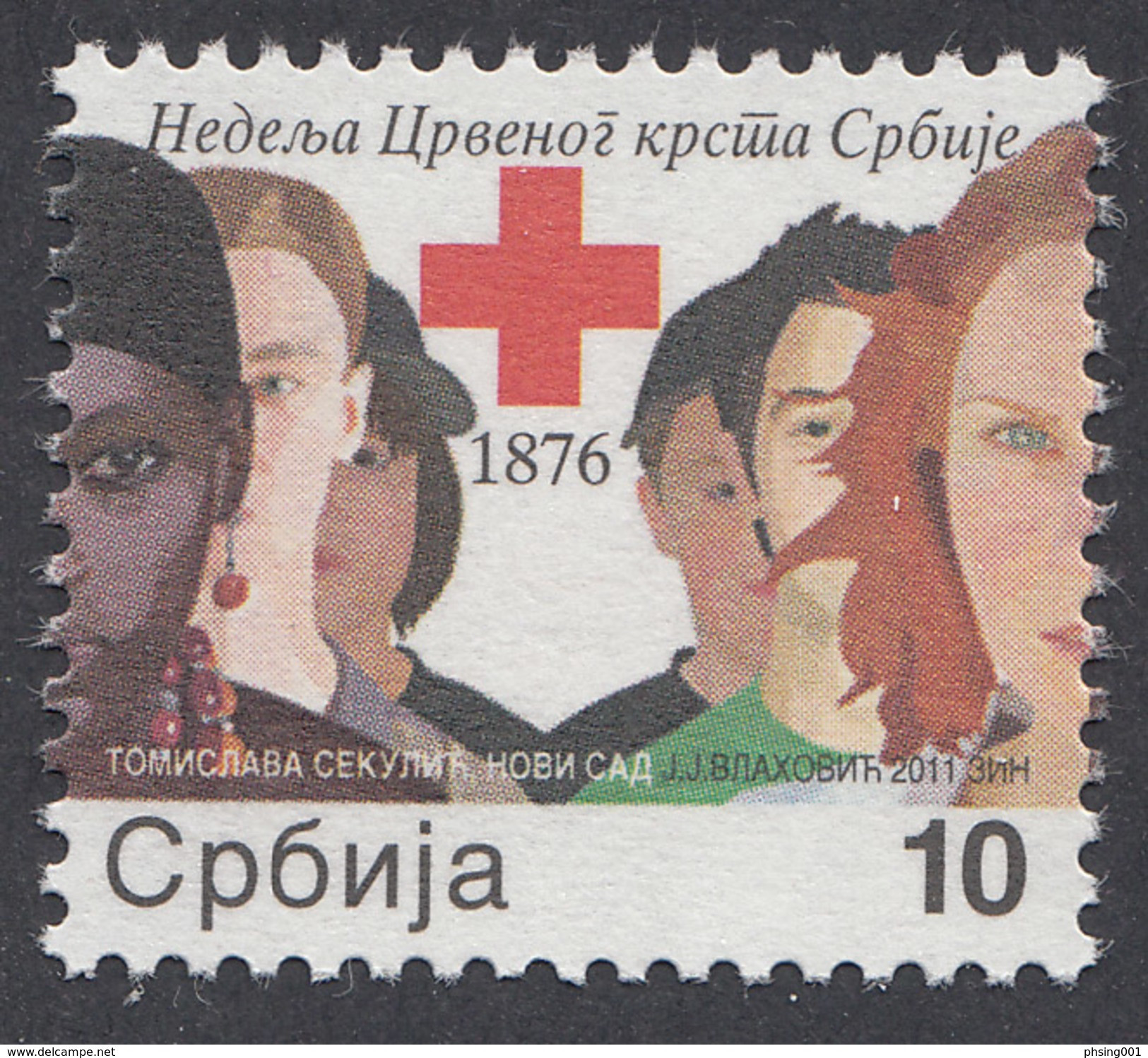 Serbia 2011 Red Cross Rotes Kreuz Croix Rouge, Tax, Charity, Surcharge Stamp MNH - Cruz Roja