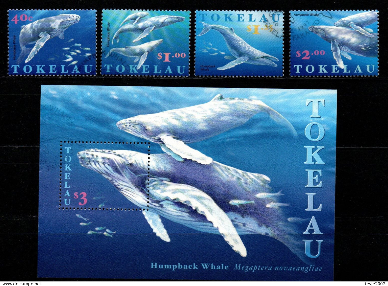 Tokelau 1997 - Mi.Nr. 224 - 247 + Block 11 - Gestempelt Used - Tiere Animals Wale Whales - Whales