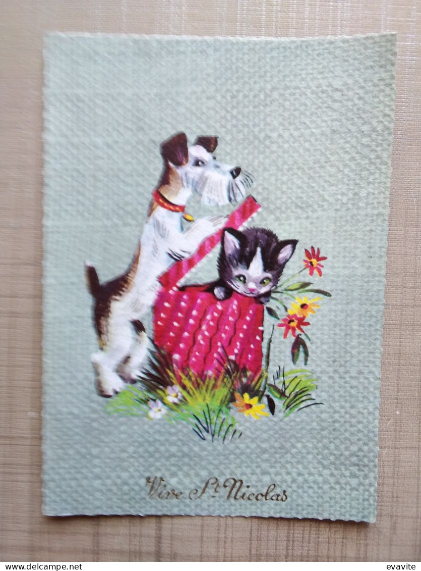 Carte Postale   -   Vive Saint-Nicolas    Petit Chat & Chien - San Nicolás