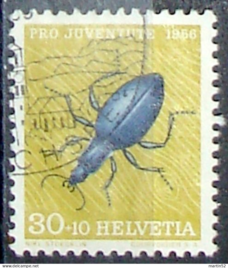 Schweiz Suisse Pro Juventute 1956: Laufkäfer (Carabus) Zu WI166 Mi 635 Yv 584 166 Mit K-Stempel ZÜRICHSEE (Zu CHF 7.00) - Gebraucht