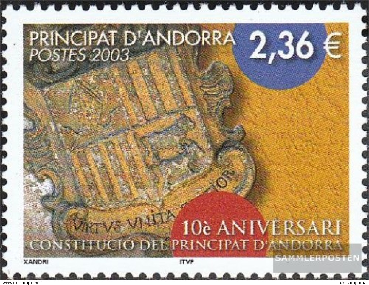 Andorra - French Post 598 (complete Issue) Unmounted Mint / Never Hinged 2003 Constitution - Neufs