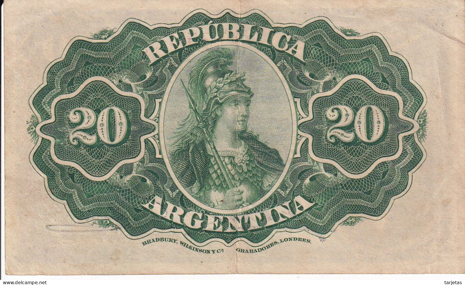 BILLETE DE ARGENTINA DE 20 CENTAVOS DEL AÑO 1895 EN CALIDAD EBC (XF) (BANKNOTE) - Argentina