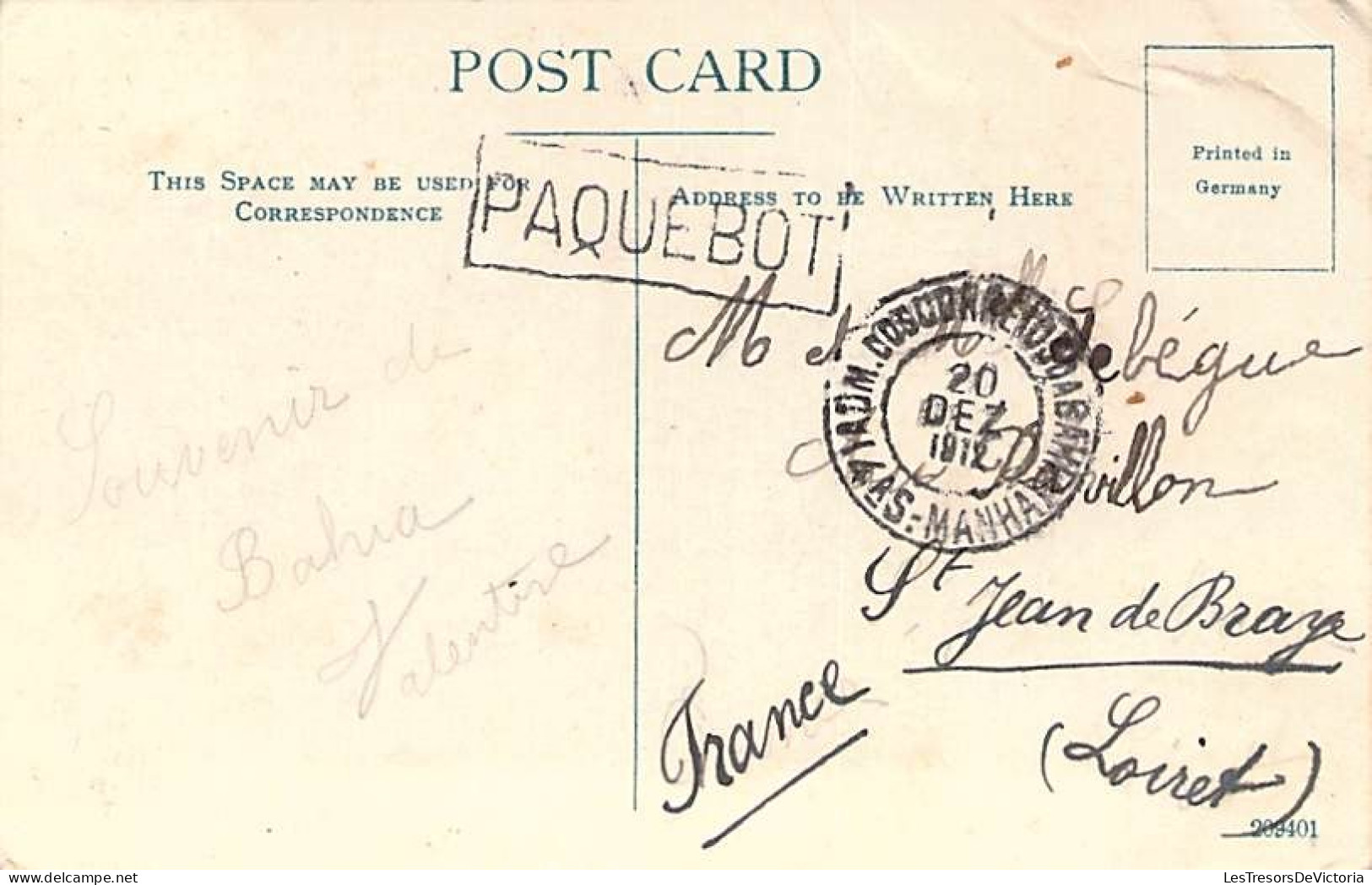 Bateau - Paquebot - Couleur - R.M.S. Avon - Griffe Paquebot  - Oblitéré 1912  - Carte Postale Ancienne - Paquebots