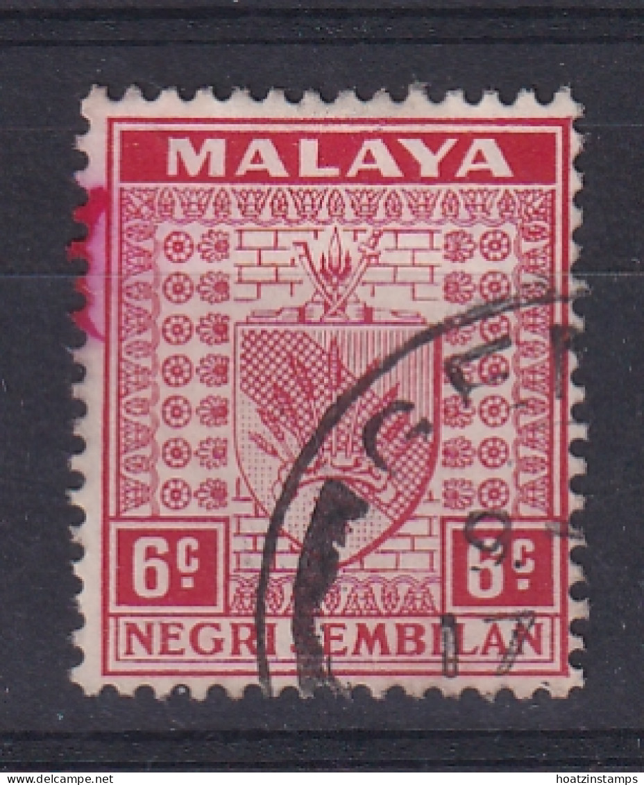 Negri Sembilan: 1935/41   Arms     SG27    6c   Scarlet    Used - Negri Sembilan