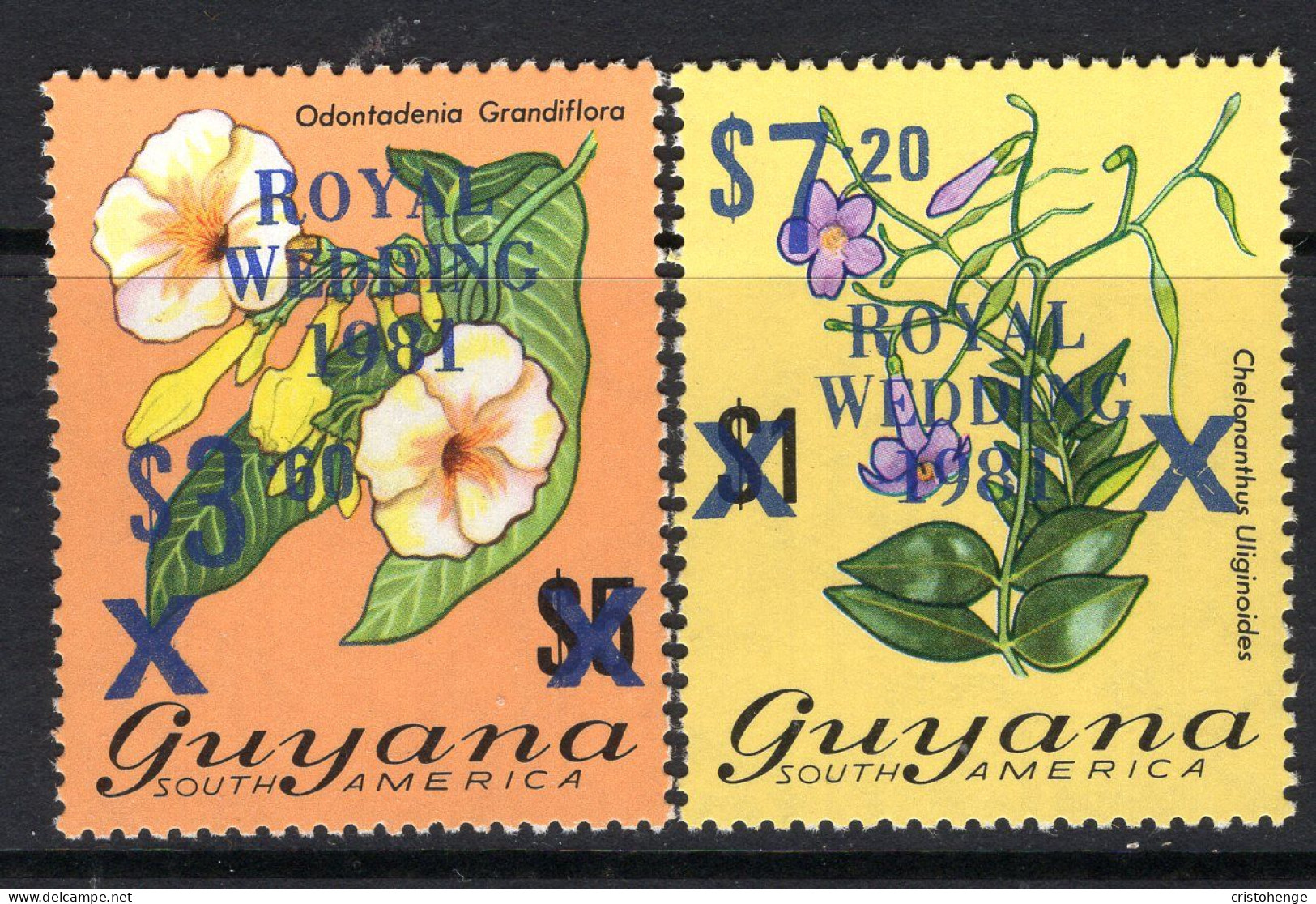 Guyana 1981 Royal Wedding - Blue Surcharge - Set MNH (SG 769-770) - Guyane (1966-...)