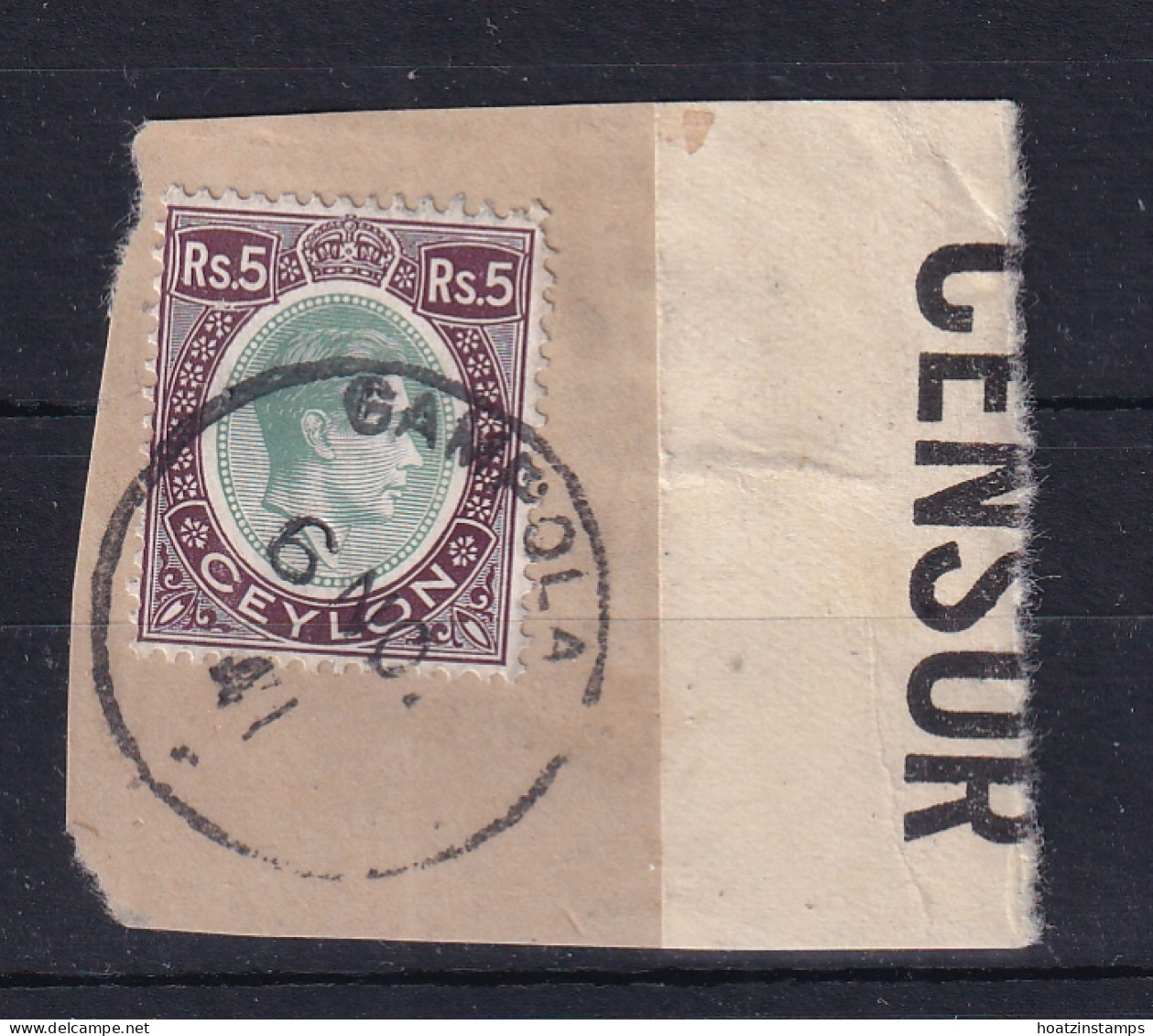 Ceylon: 1938/49   KGVI - Pictorial  SG397   5R   Green & Purple   Used On Piece - Ceylon (...-1947)