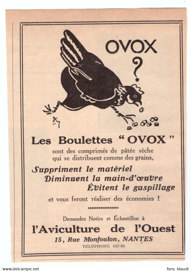 1932 - Publicité - Boulettes Ovox - 15 Rue Monfoulon à Nantes (Loire-Maritime) - Publicidad