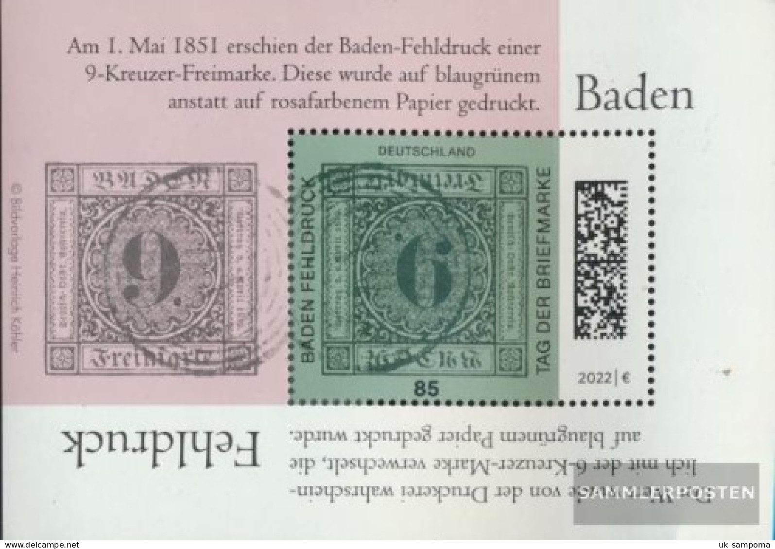 FRD (FR.Germany) Block90 (complete Issue) Unmounted Mint / Never Hinged 2022 Day The Stamp - Ongebruikt