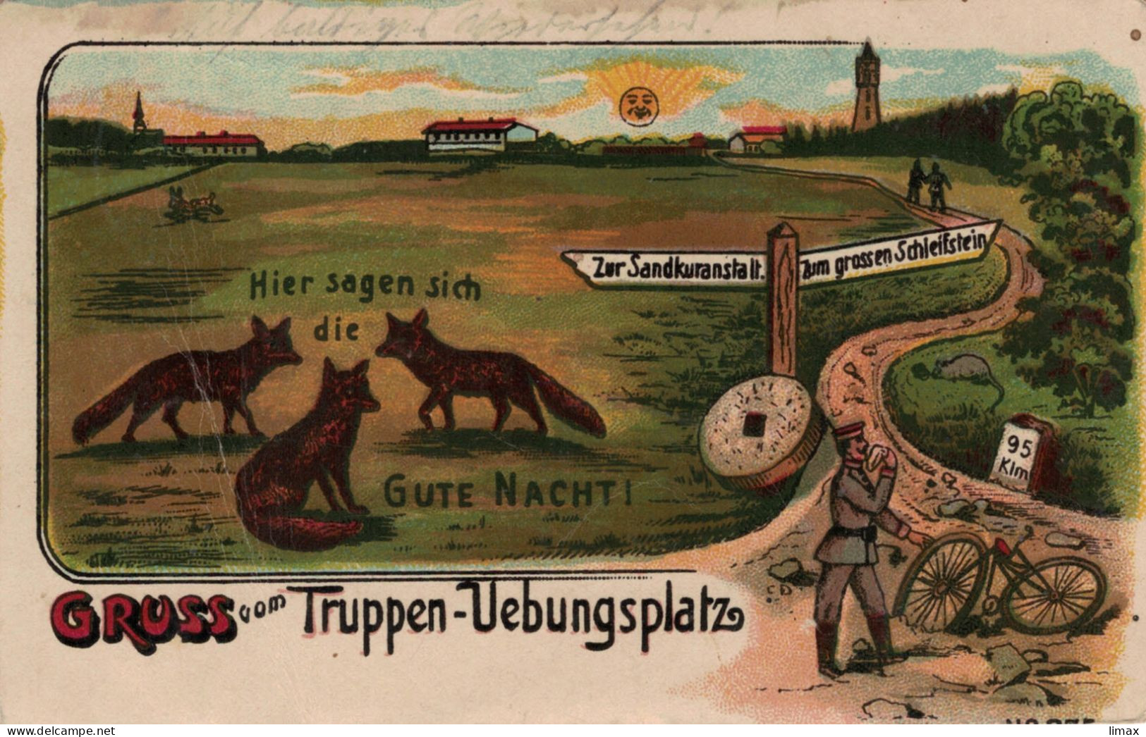 Lager Grafenwöhr 1917 - Hier Sagen Sich Die Füchse Gute Nacht - Fox > Dittenheim - Feldpost (portvrij)
