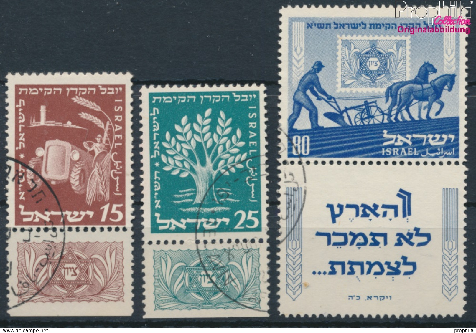 Israel 59-61 Mit Halbtab (kompl.Ausg.) Gestempelt 1951 Jüdischer Nationalfonds (10348751 - Gebruikt (met Tabs)