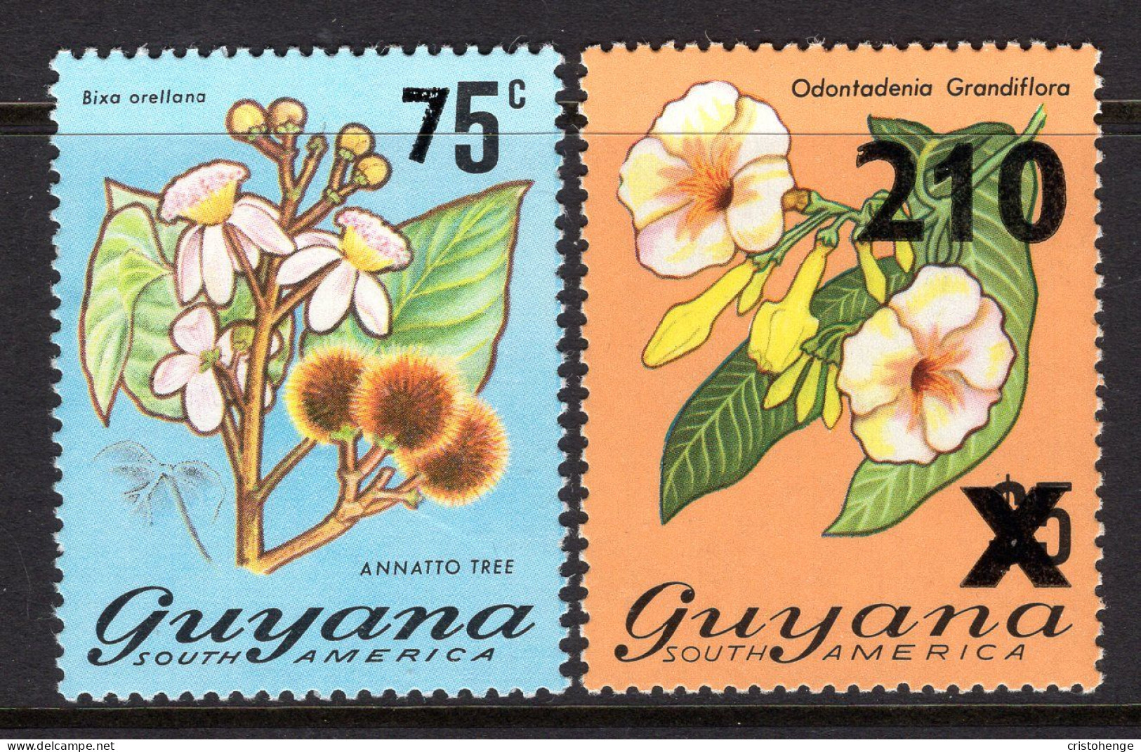 Guyana 1981 Flower Surcharges Pair HM (SG 780-781) - Guyana (1966-...)