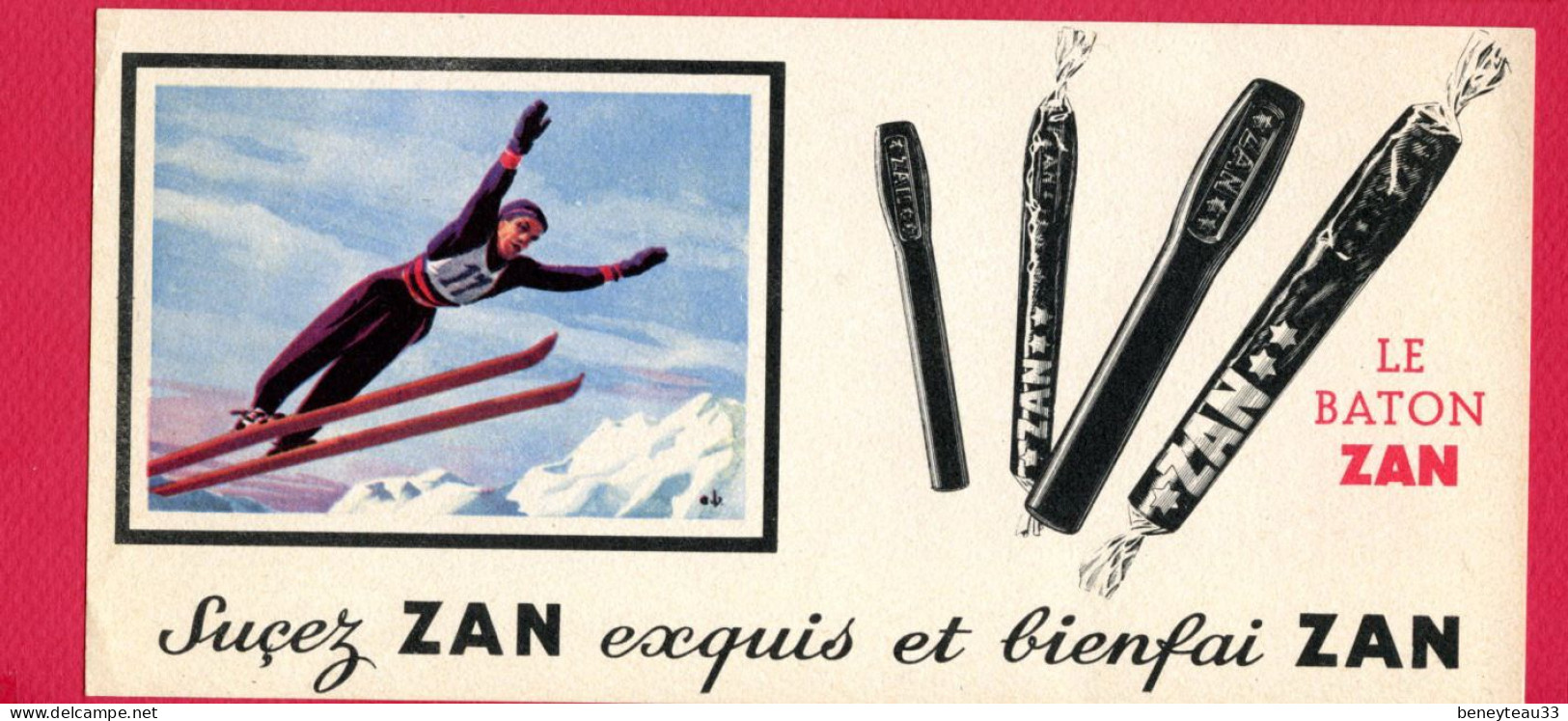 BUVARDS (Réf : BUV 031) SUCEZ ZAN Exquis Et Bienfai Zan LE BATON ZAN (Sport D'hiver) - Sucreries & Gâteaux