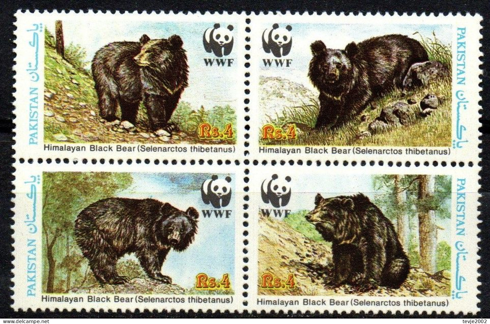 Pakistan 1989 - Mi.Nr. 759 - 762 - Postfrisch MNH - Tiere Animals Bären Bears WWF - Bears