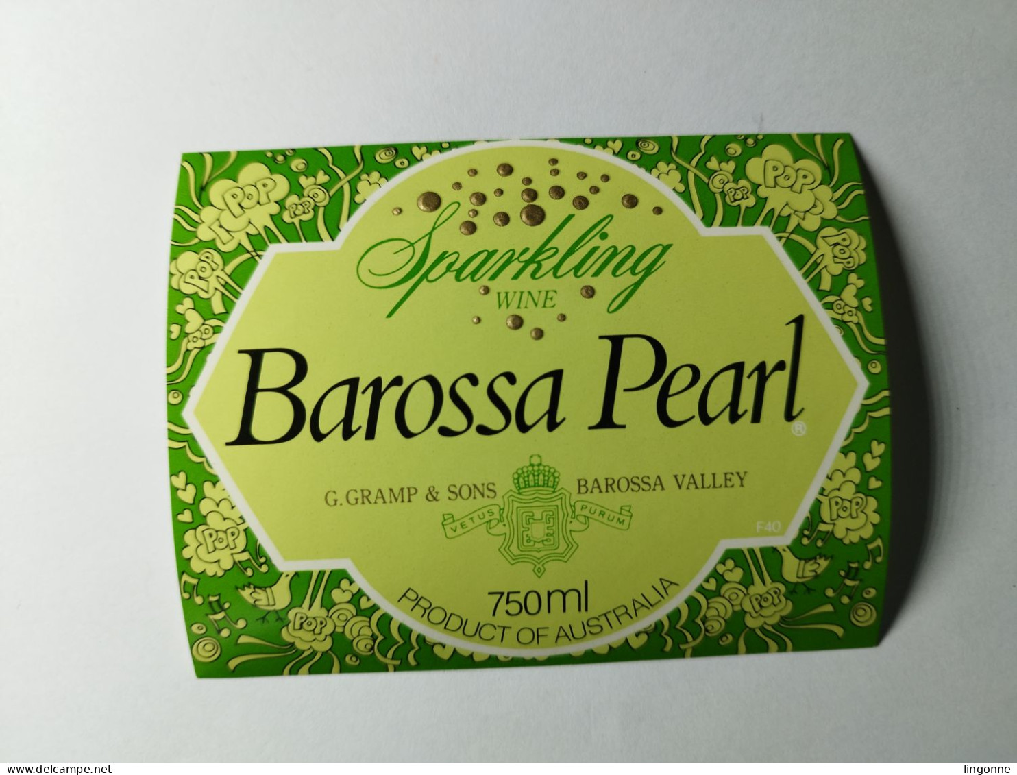 Etiquette AUSTRALIA BAROSSA PEARL SPARKLING WINE BAROSSA VALLEY - Other & Unclassified