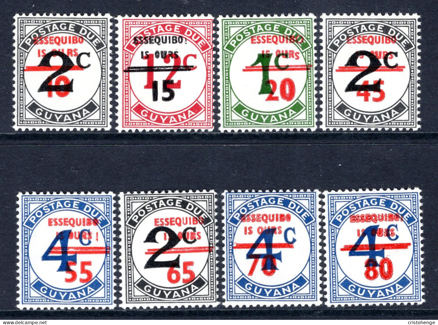 Guyana 1981 Postage Due Surcharges - Type I - Set HM (SG 782A-790A) - Guyane (1966-...)