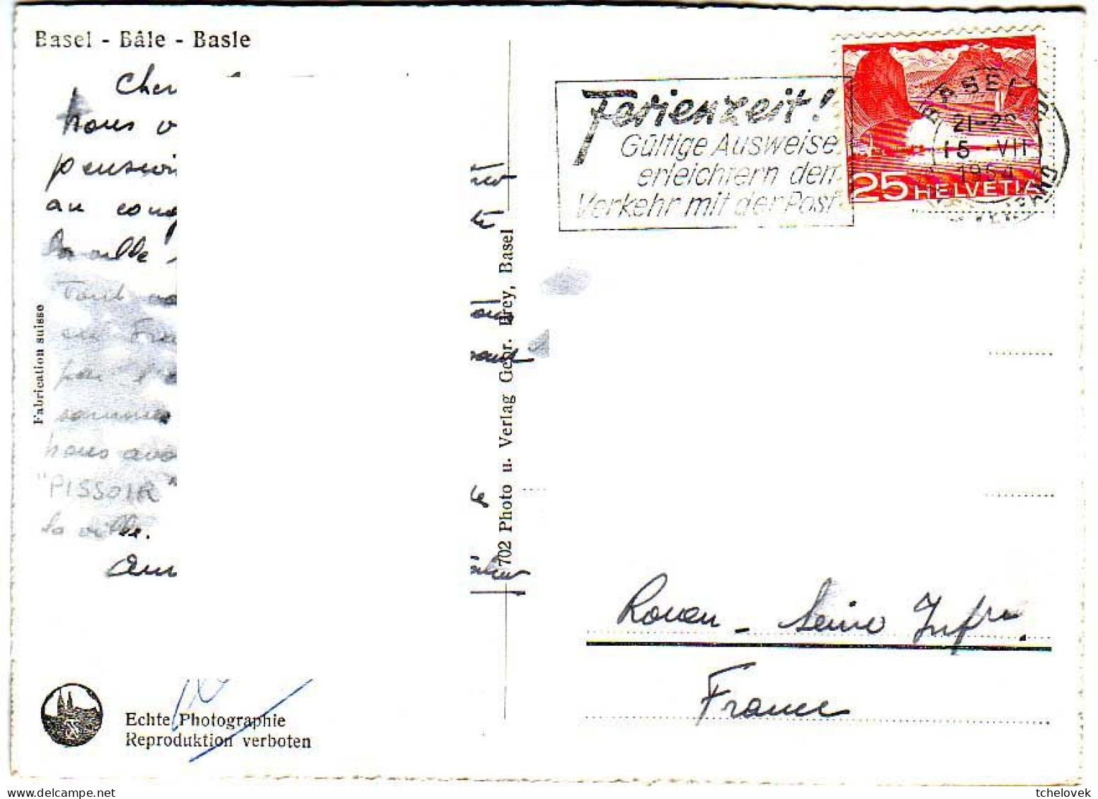 (99). Suisse. Bale. Basel Basle 1954 4 Vues & 470 Deutchschrittengarten - Other & Unclassified