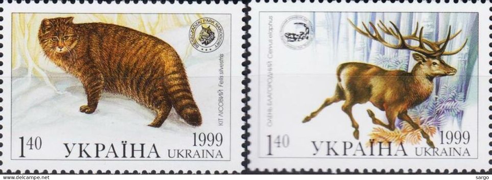 UKRAINE - 1999 -FAUNA - ANIMALS - 2 V -  MNH - WILD CAT + DEER - - Other & Unclassified