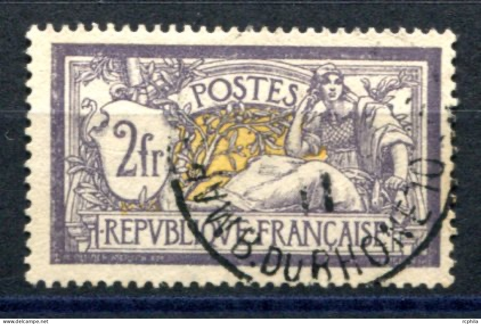 RC 27317 FRANCE COTE 90€ N° 122 - 2f VIOLET ET JAUNE TYPE MERSON OBLITÉRÉ TB - Used Stamps