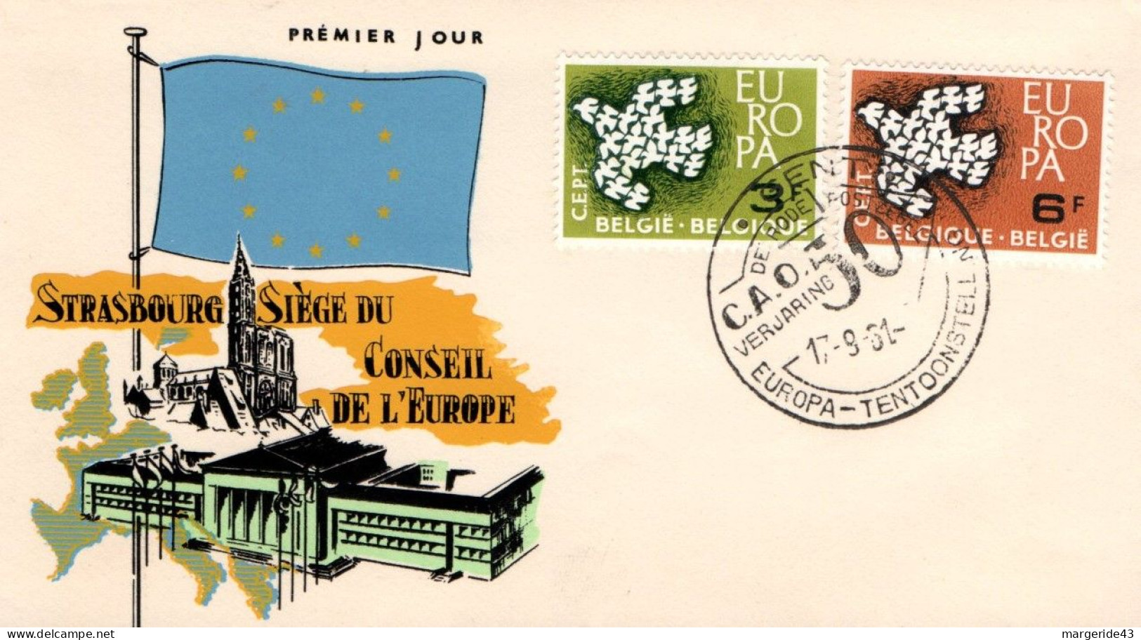 EUROPA FDC 1961 BELGIQUE - 1961