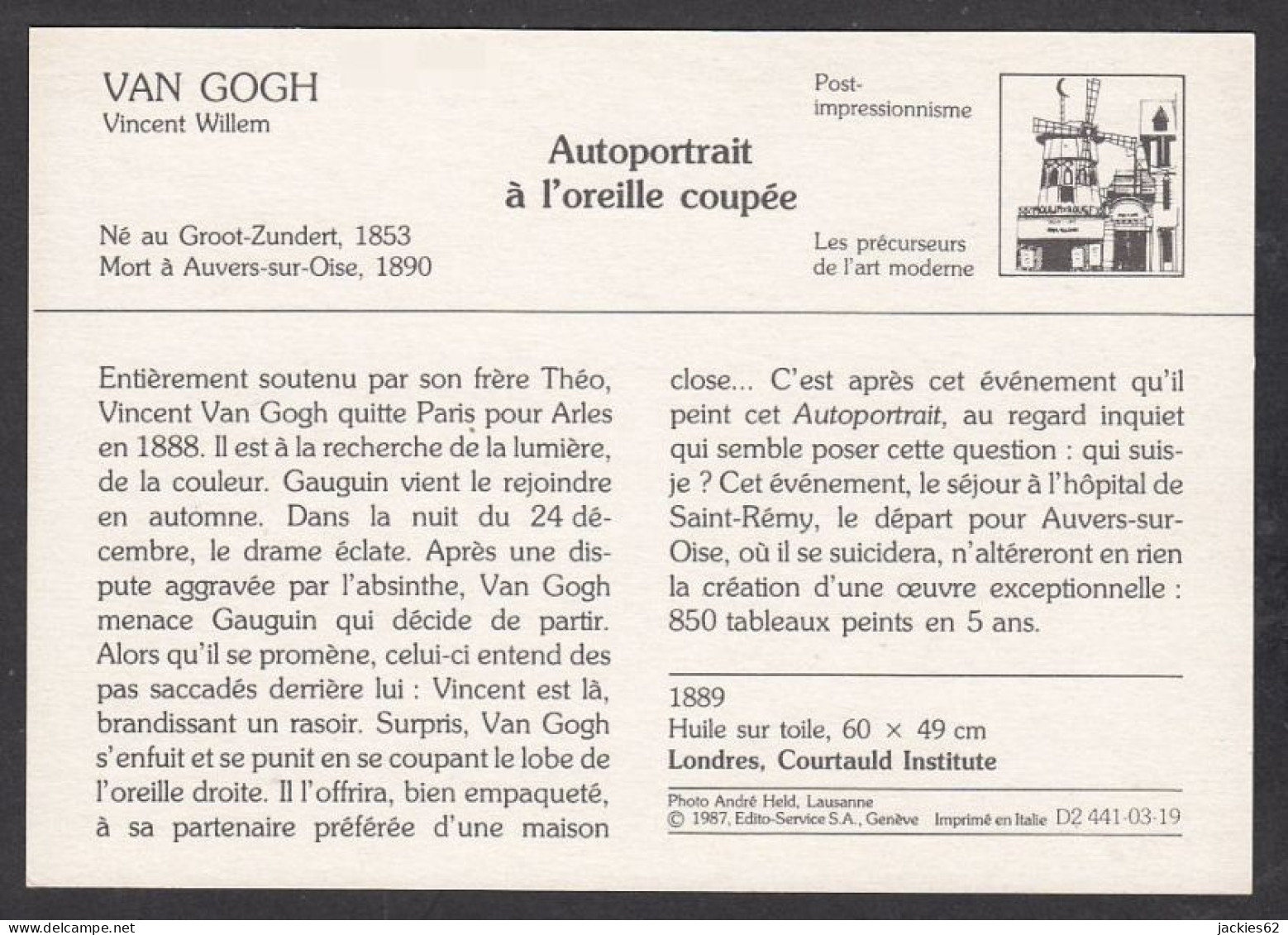 130071/ Vincent VAN GOGH, *Autoportrait à L'oreille Coupée*, Post-impressionnisme - Autres & Non Classés