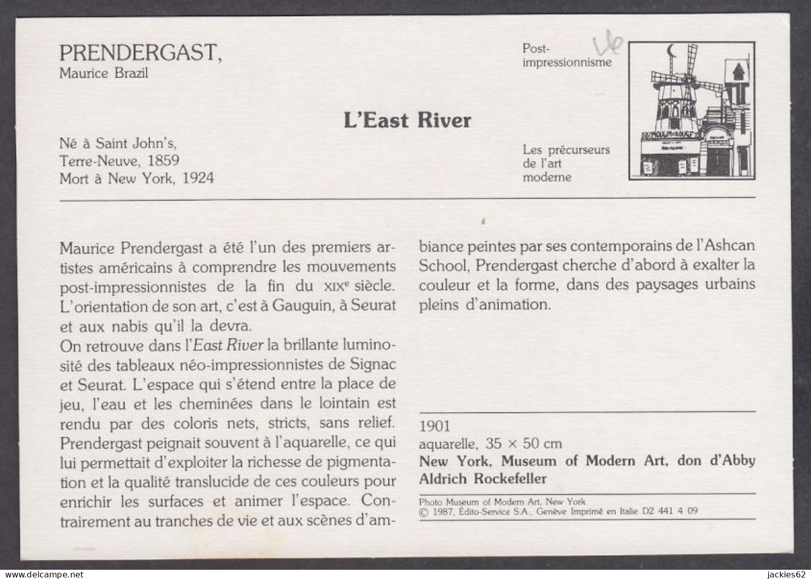130059/ Maurice Brazil PRENDERGAST, *L'East River*, Post-impressionnisme - Andere & Zonder Classificatie