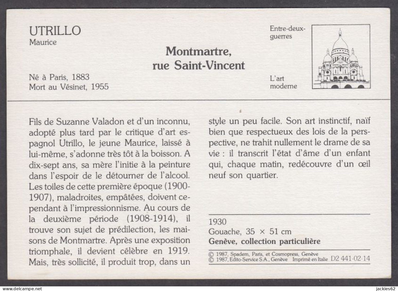 130070/ Maurice UTRILLO, *Montmartre, Rue Saint-Vincent*, Entre-deux-guerres - Altri & Non Classificati