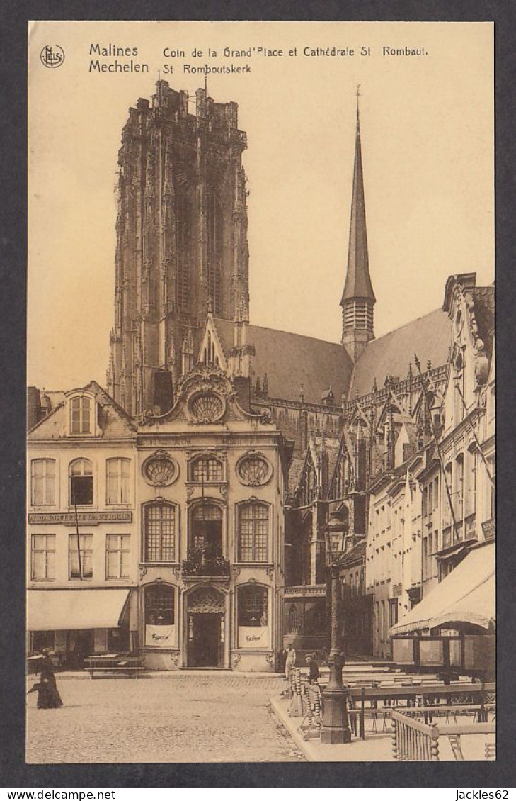 077128/ MECHELEN, Hoek Van De Grote Markt En Sint-Romboutskathedraal - Mechelen