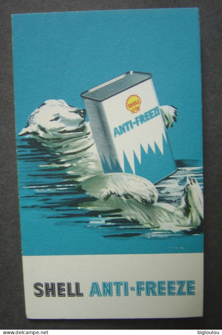 Publicité Shell - Anti-Freeze - Illustration OURS POLAIRE - Petite Carte Format 7x12 Cm - Publicidad