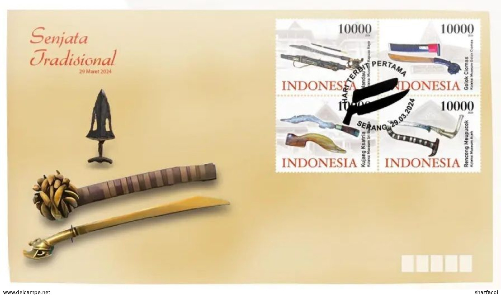 Indonesia Indonesie Chinese New Year  2024 Stamp FDC First Day Cover SHP Traditional Weapon - Indonesien