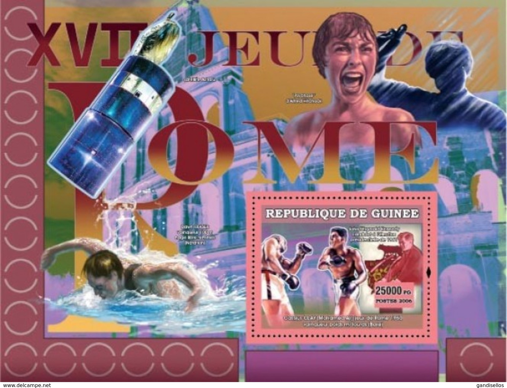 GUINEA 2007 SHEET ROME OLYMPIC GAMES JEUX OLYMPIQUES JUEGOS OLIMPICOS SPORTS BOXING SPACE PSYCHO CINEMA Gu0711b - Guinée (1958-...)