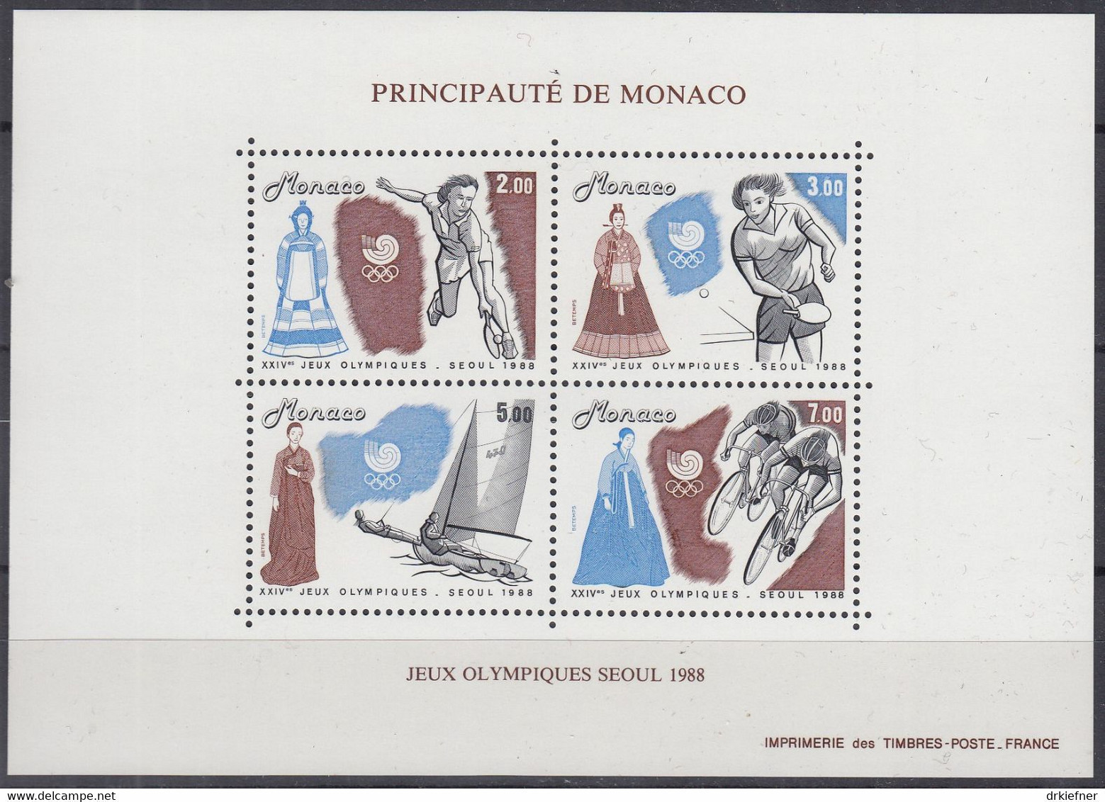 MONACO, Block 40, Postfrisch **, Olympische Sommerspiele, Seoul 1988 - Blokken