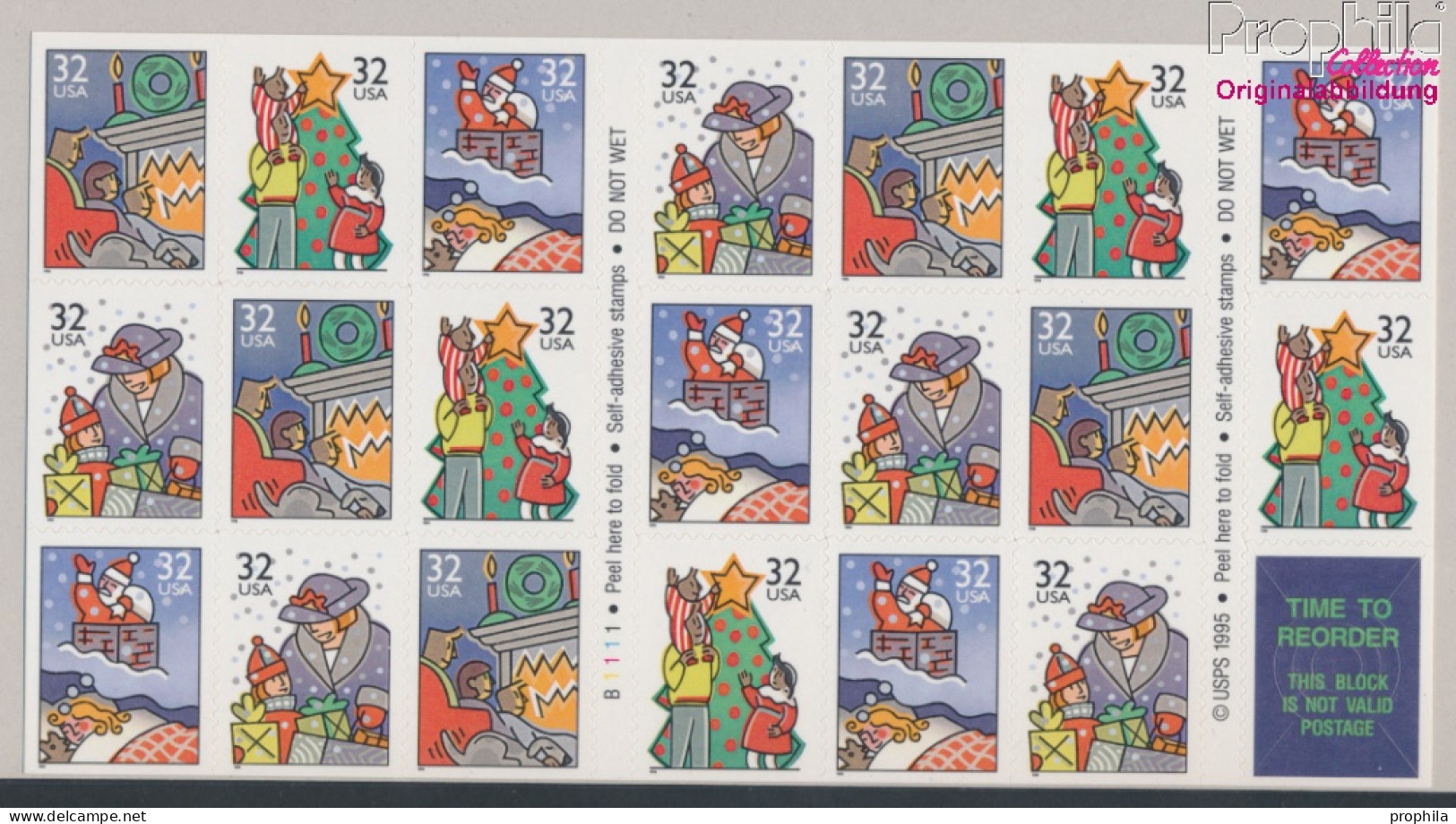 USA 2789-2792Fb Folienblatt34 (kompl.Ausg.) Postfrisch 1996 Weihnachten (10368242 - Ongebruikt