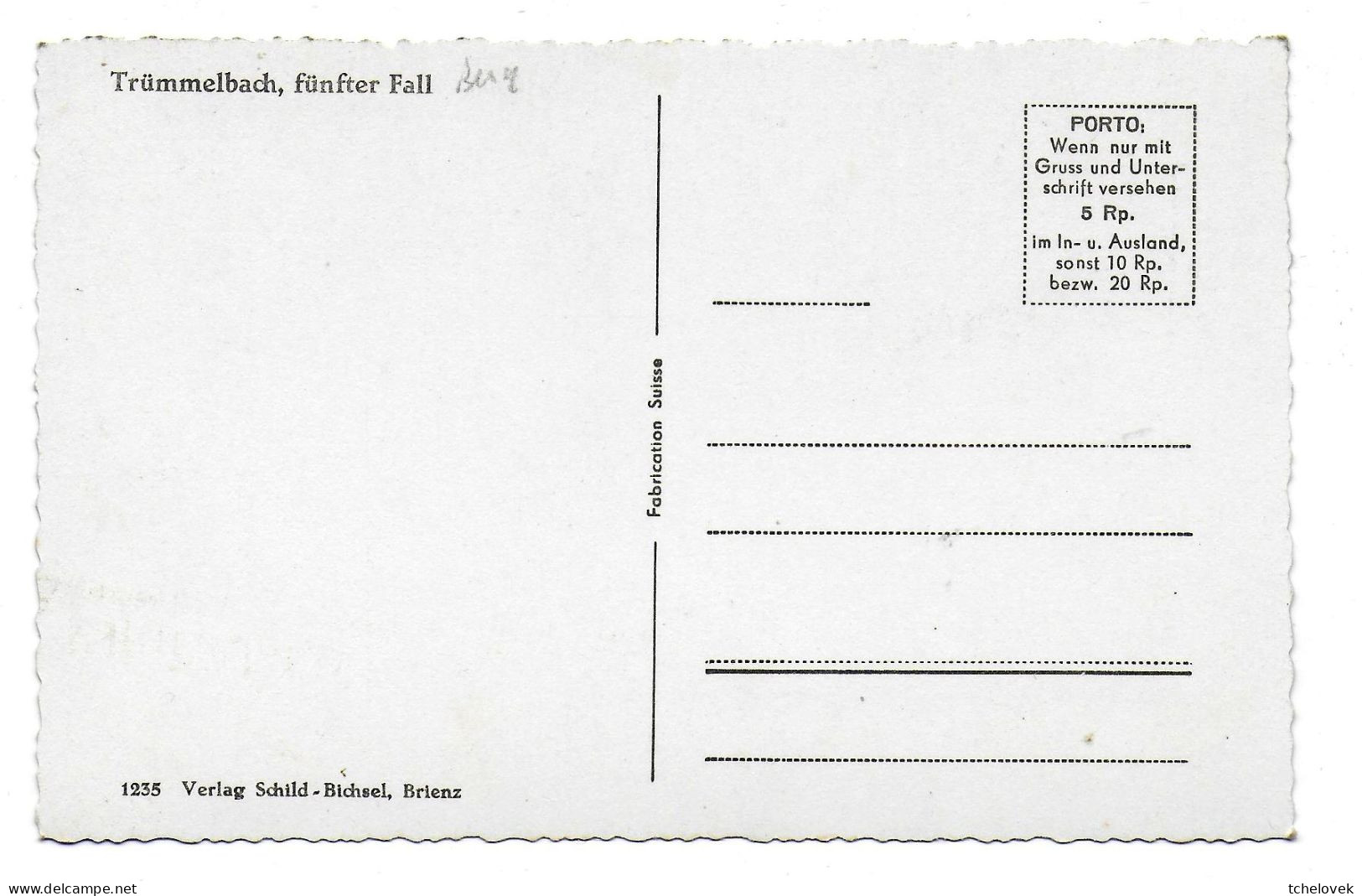 (99). Suisse. Berne. Bern. Trummelbach. 1233 & 1009 & 1235 - Bern