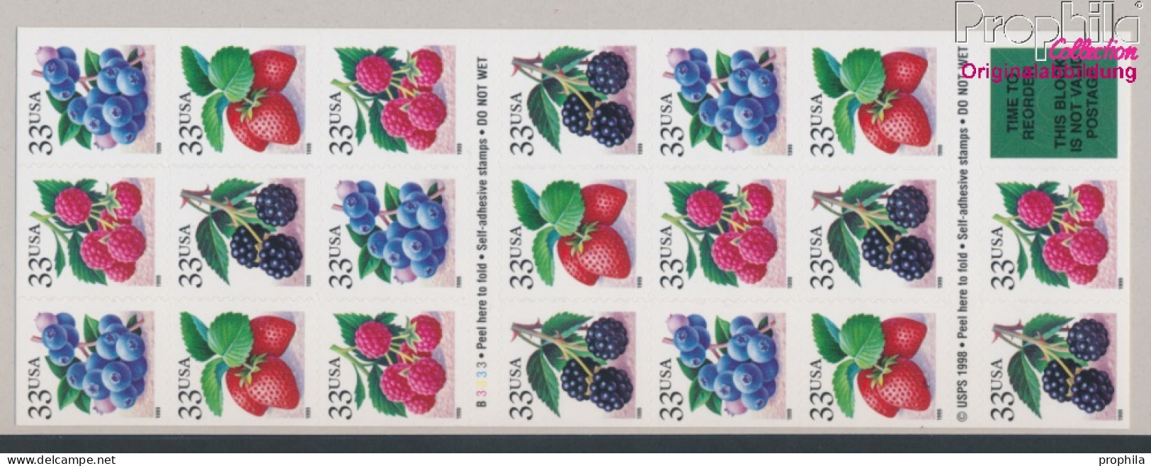 USA 3110I-3113I Fb Folienblatt56 (kompl.Ausg.) Postfrisch 1999 Früchte (10368230 - Unused Stamps