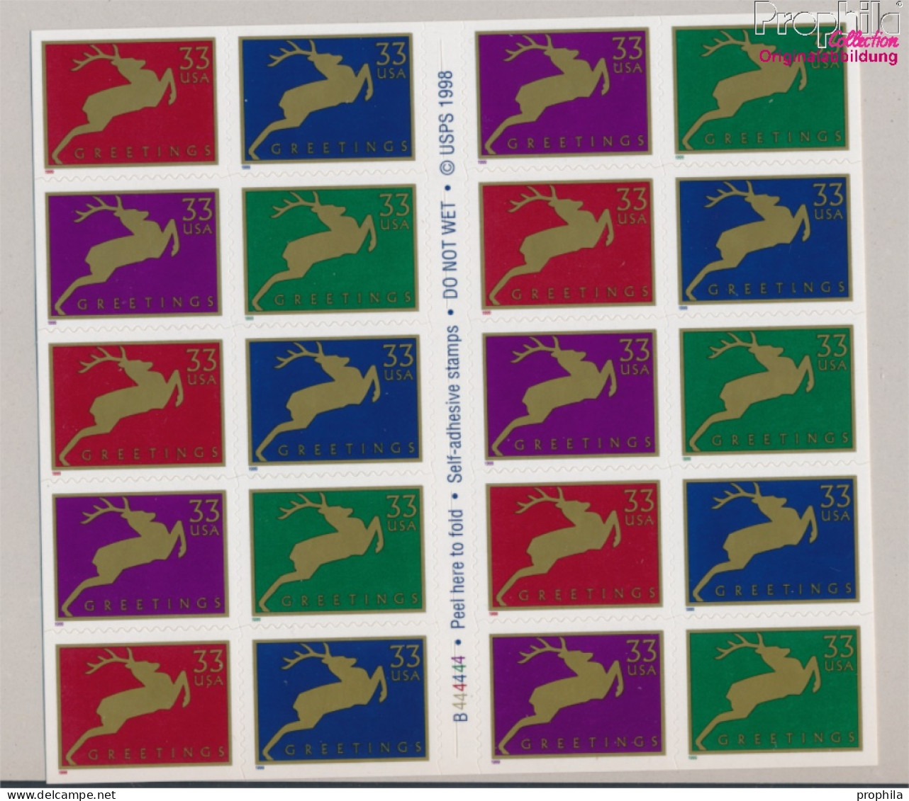 USA 3216II-3219II Fb Folienblatt61 (kompl.Ausg.) Postfrisch 1999 Weihnachten (10368228 - Unused Stamps