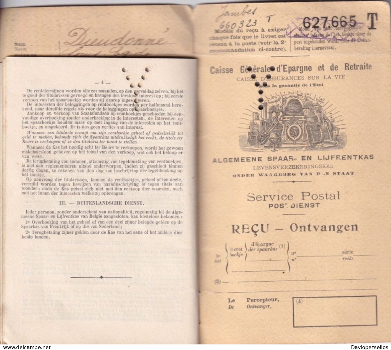 Livret D'epargne Belge Belgique Namur 1921 - Documents Historiques