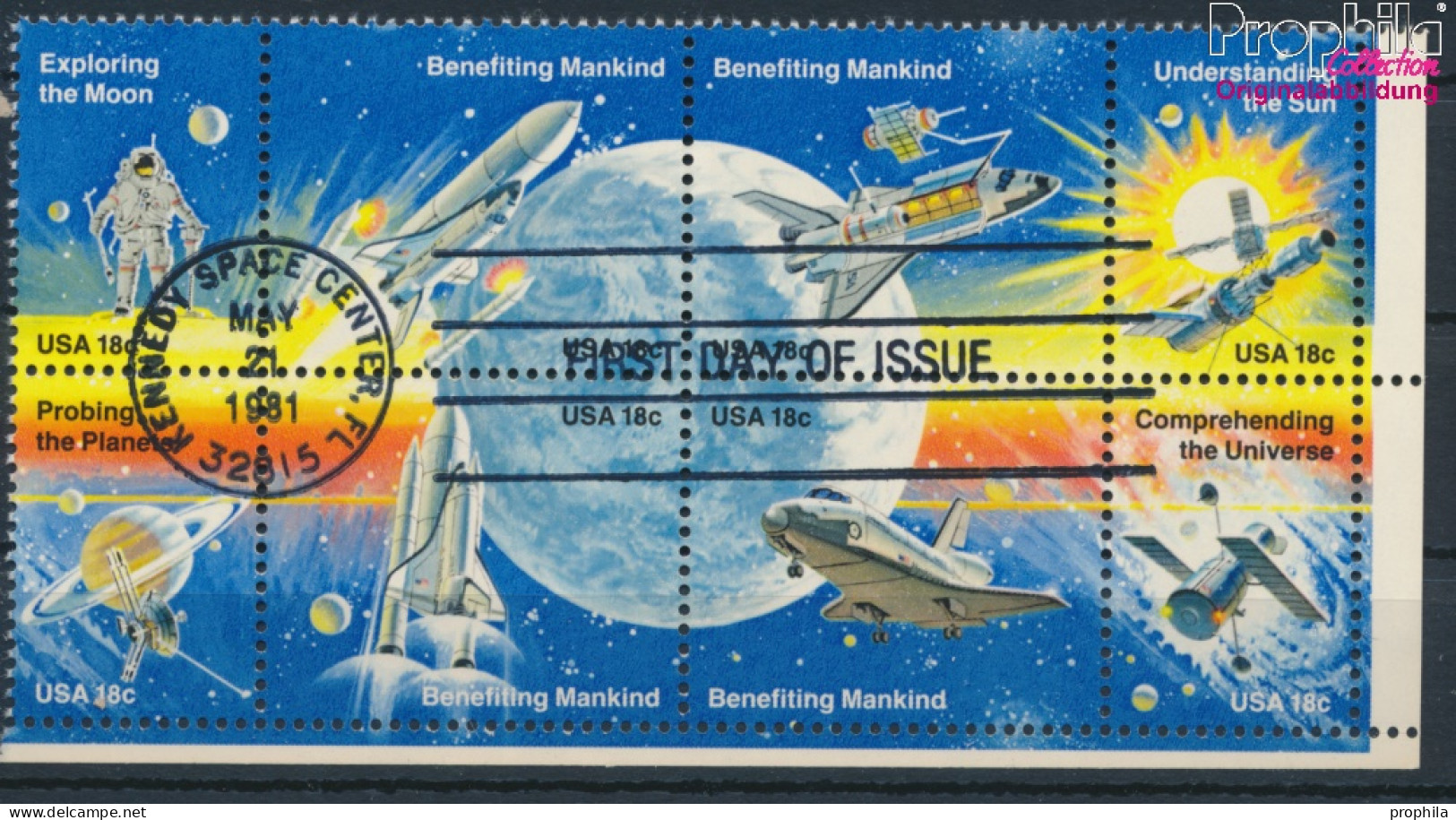 USA 1481-1488 Achterblock (kompl.Ausg.) Gestempelt 1981 Raumfahrt (10348601 - Used Stamps