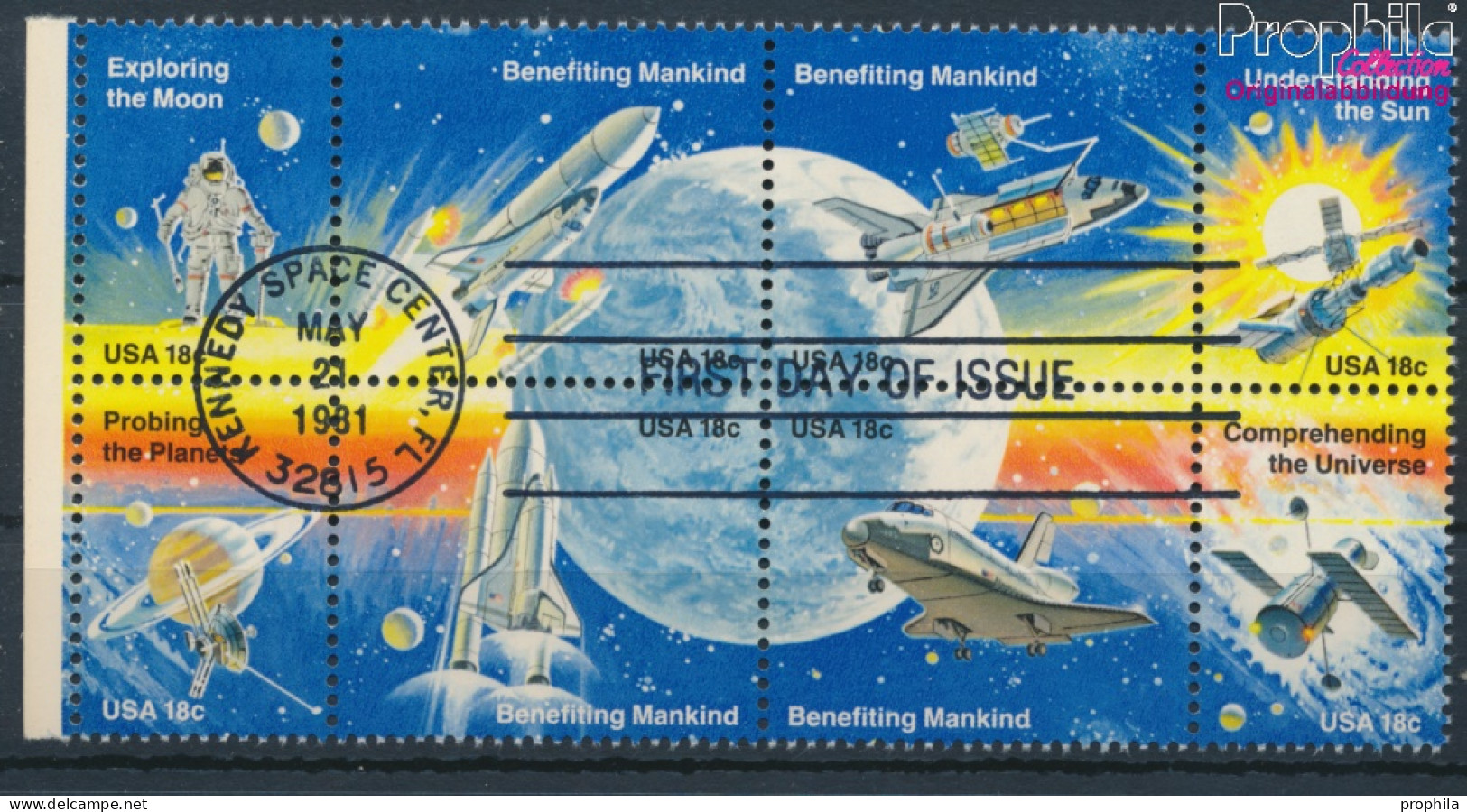 USA 1481-1488 Achterblock (kompl.Ausg.) Gestempelt 1981 Raumfahrt (10348604 - Oblitérés
