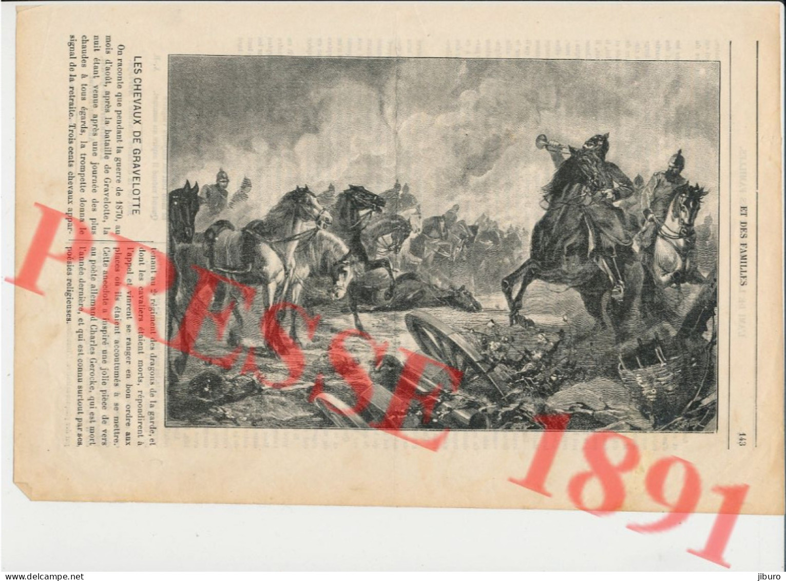 Gravure 1891 Les Chevaux De Gravelotte Guerre 1870 + Trombes D'eau + Crabe Des Cocotiers + Eucalyptus  266CH10 - Ohne Zuordnung